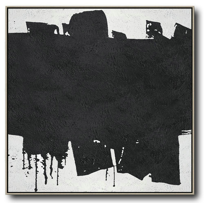Handmade Large Contemporary Art,Oversized Minimal Black And White Painting - Home Canvas Wall Art